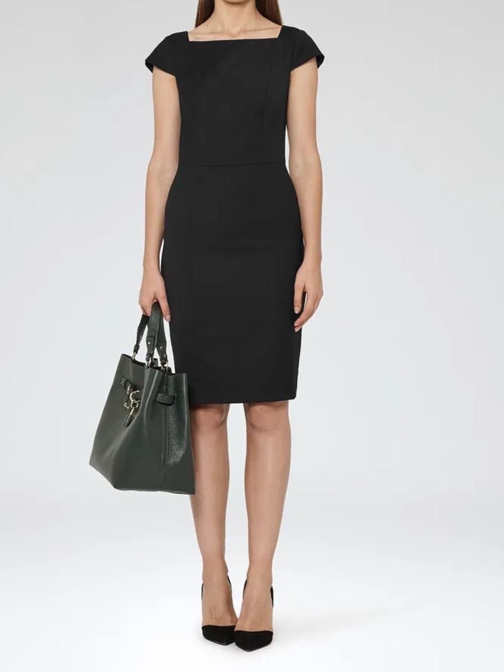 REISS Huxley Tailored Dress wool blend black size 6